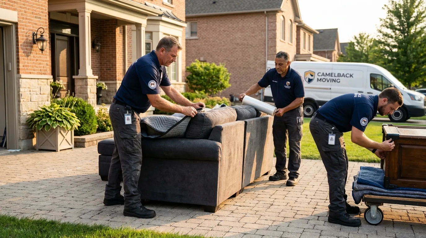 Large estate moving crew wrapping furniture in Monee, IL