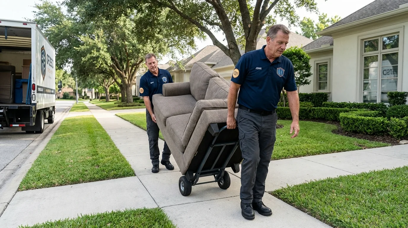 Local residential moving crew loading furniture in Monee, IL